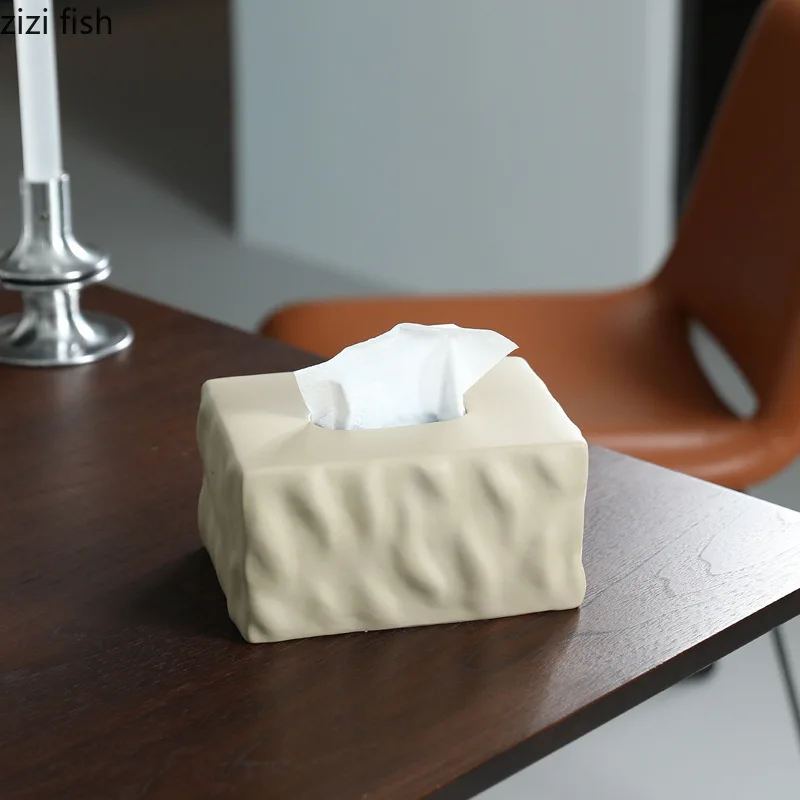 Modern Simplicity Ceramic Tissue Box Living Room Coffee Table Removable Tissue Box Desktop Napkin Paper Box Home Decoration 2
