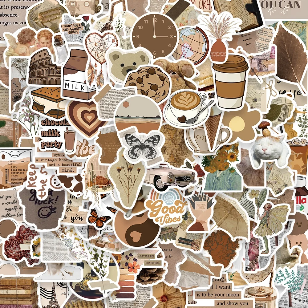 10/60/112pcs Vintage Cartoon Art Stickers Waterproof Decals for Scrapbooking Journaling Supplies Planners Kid DIY Art Crafts 160 pcs vintage memo scrapbooking material paper kit junk journal decorative paper handmade craft paper scrapbooking supplies