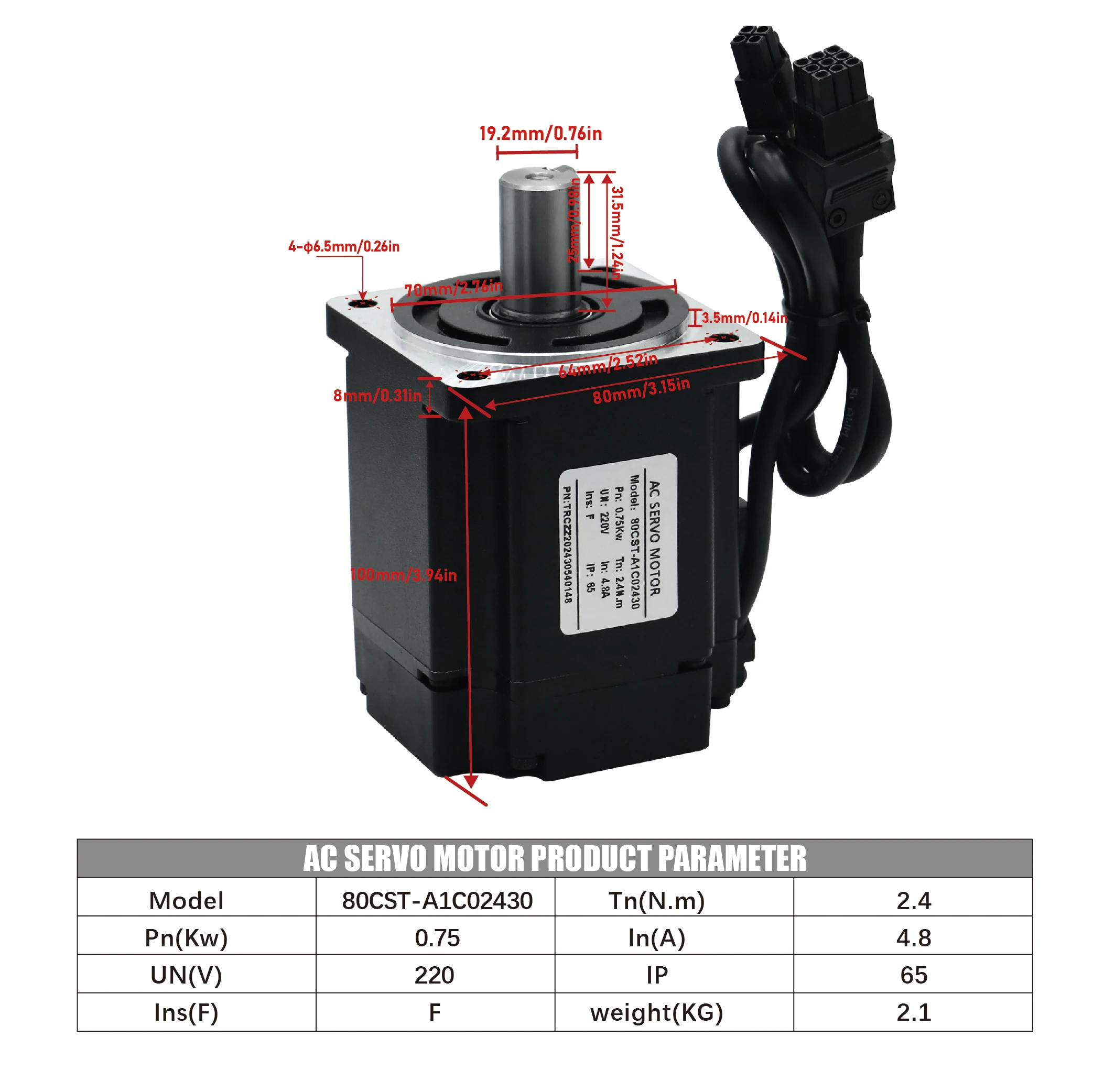 400W / 750W AC Servo Motor 3000RPM 1.3N 2.4N C30S RS485 Driver Kit 220V 3meters Cable Absolute Encoder For CNC Machine