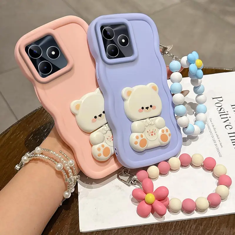Wave-Designed Silicone Bracket Lanyard Phone Case