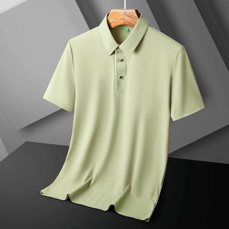 Summer Men's Thin Ice Silk Short Sleeved POLO Shirt Comfortable Loose Breathable Casual Lapel Solid Color Outdoor Sports t-shirt men golf shirt