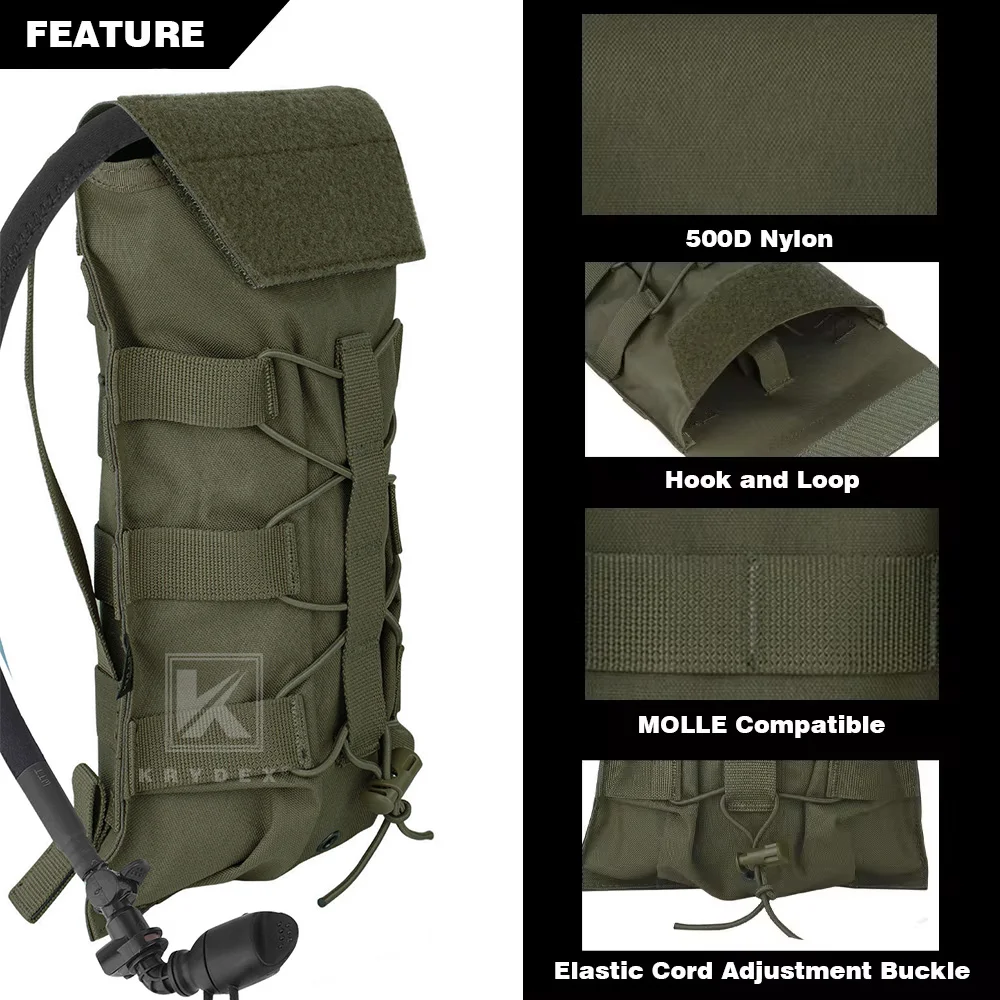 KRYDEX 500D Tactical 50 oz Hydration Carrier MOLLE Pouch Modular 1.5L Water Bladder Bag Pack Hunting Outdoor Hiking Accessories 2
