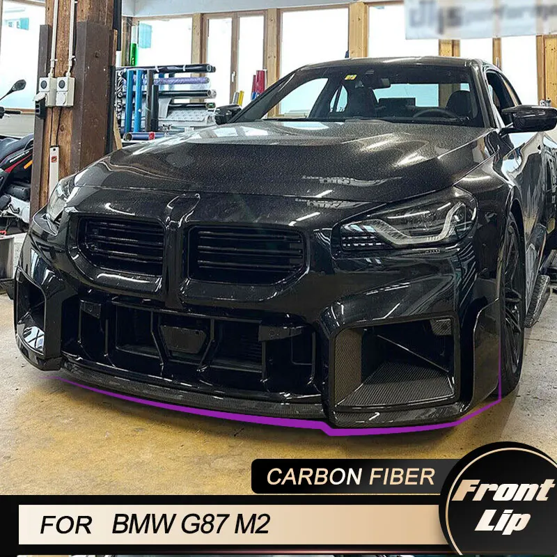 

Автомобильный передний бампер, спойлер для BMW G87 M2 Base Coupe 2-Door 2022 2023, передние разветвители для подбородка, настоящее углеродное волокно
