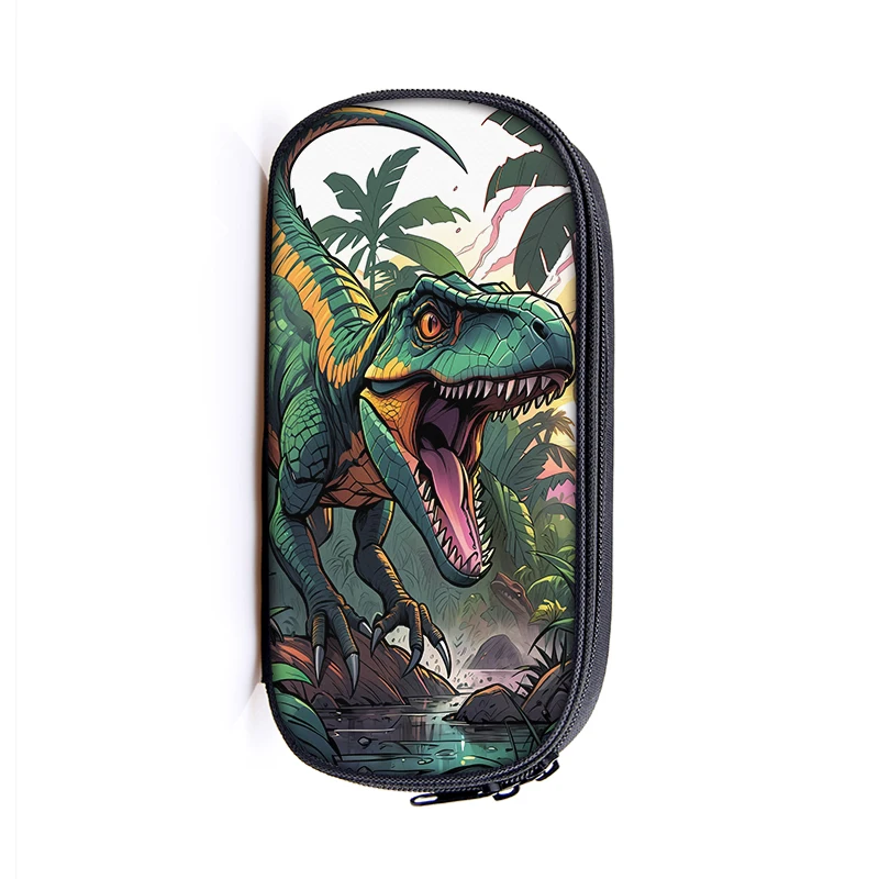 Cute Dinosaur Print Cosmetic Case Pencil Bag T-rex Skeleton Pen Box Kids Stationary Bags School Supplies Gift 2
