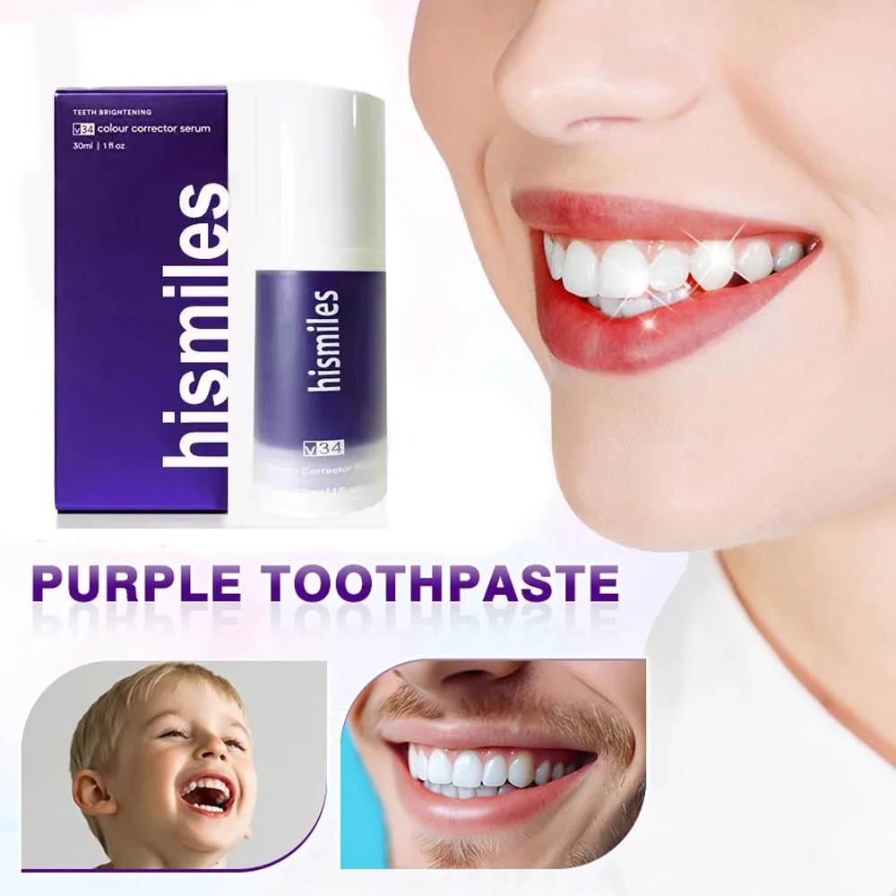 Tooth powder 30ml V34 SmileKit Purple Toothpaste Removes Tartar Clean Oral Hygiene Fresh Breath Whitening Teeth Care Products