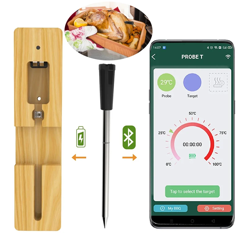 Wireless Meat Thermometer Remote Digital Kitchen Cooking Food Meat Tools  Smart Digital Bluetooth Barbecue Thermometer