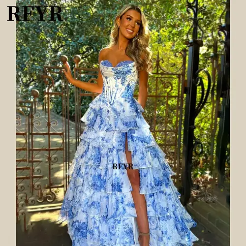 RFYR A Line Floral Prom Vestidos De Novia Pleated Elegant Prom Dress 2025 Floor Lenght Party Dress for Women  فساتين السهرة - Image 3