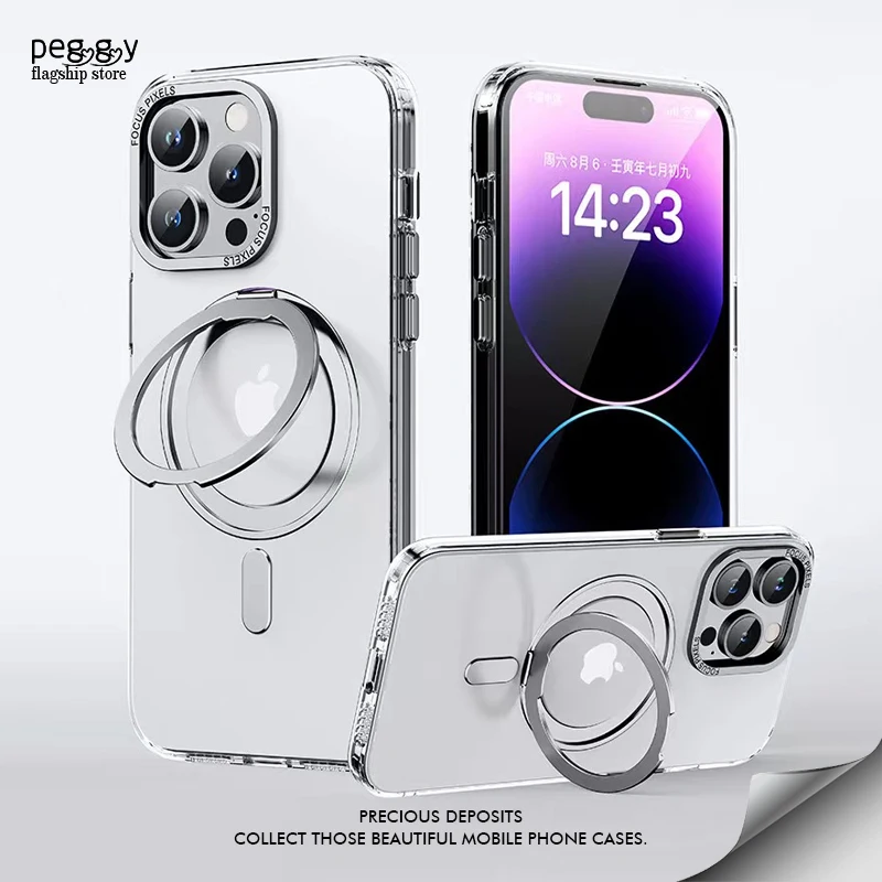 

360 Degree Rotating Magnetic Bracket Phone Case For iPhone 15 12 13 14 11 Pro Max For Samsung S23Ultra 15 14 Plus Frosted Cover