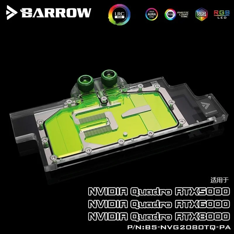 Barrow Water Block Uso Per Nvidia Quadro Rtx5000/Rtx6000/Rtx8000/Leadtek Rtx2080Ti Aurora/Supporto Backplate Originale 5V 3Pin Rgb