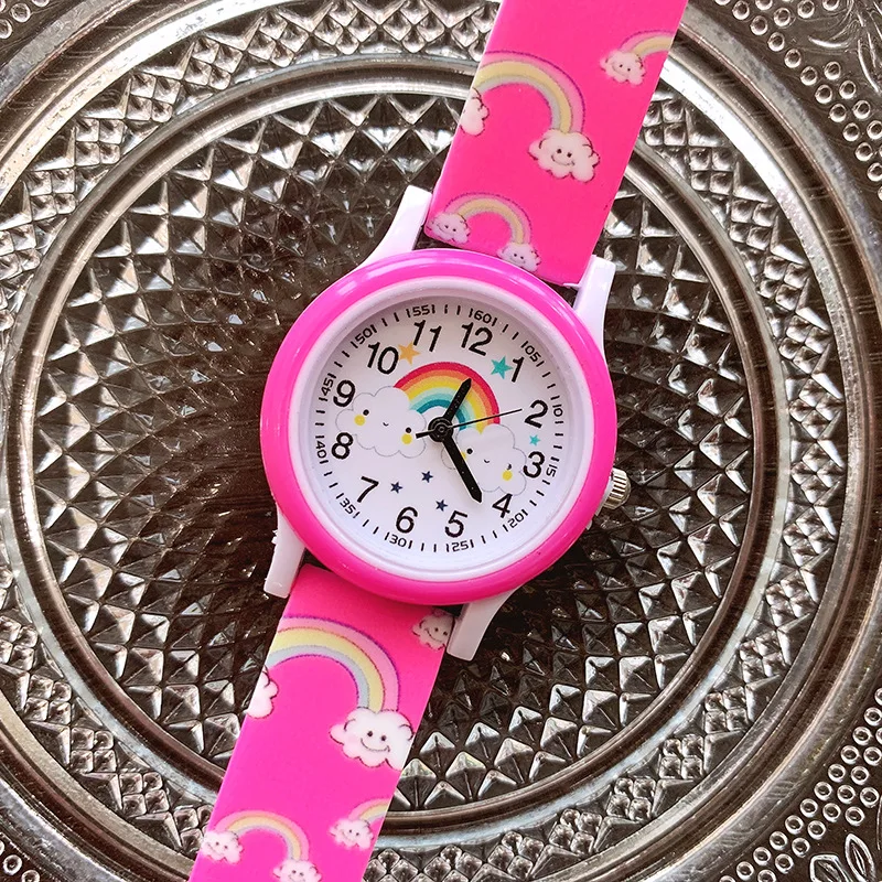 2022 New Rainbow Cloud Printed Silicone Band Children's Watch Girl cute Cartoon Quartz Watch kids watches boys girl watch