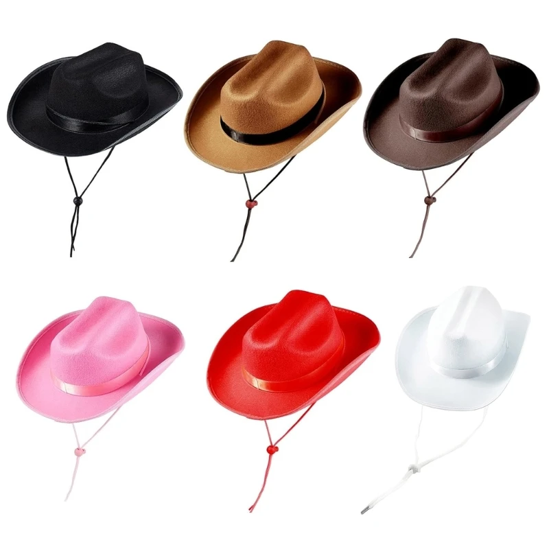 

Elegant Roll Brims Cowgirl Hat Large Brims Sun Protective Hat Kids Halloween Hat Dropship