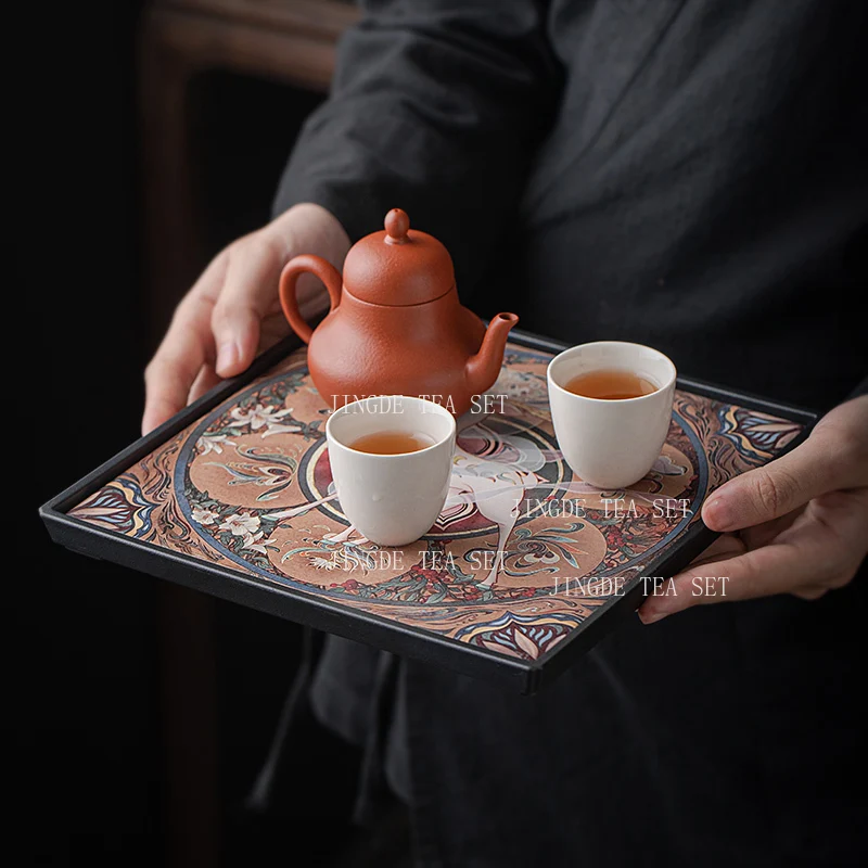 Water Absorbing Tea Tray Household Chinese Style Dry Foam Table Small Water Storage Tea Table Kung Fu Tea Set Tray Teapot Trays
