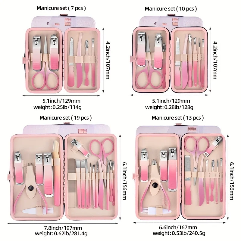 7/10/13/19 pcs Manicure Set Nail Clippers
