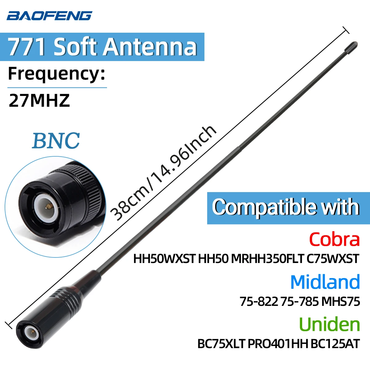 Tri-Band VHF/UHF Walkie Talkie Antenna - SMA Female/Male