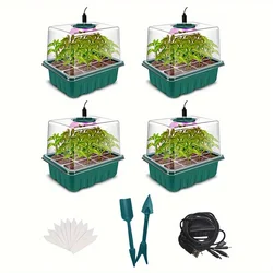 LED Grow Light with Adjustable Ventilation for Seed Starting and Germination (Four packs)