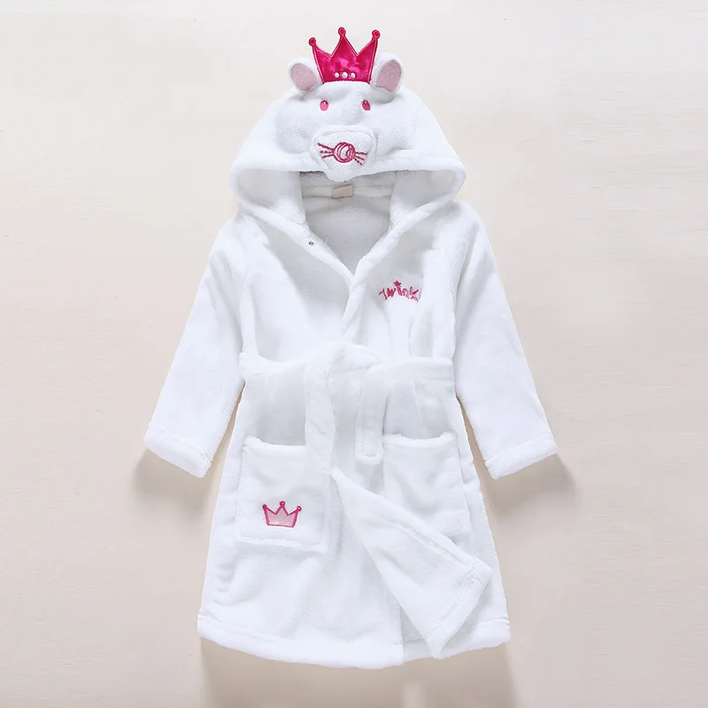 Children Hoody Bathrobe Kids Flannel Pajamas Animal Cartoon Robes Blanket Sleepers Baby Home Clothes Winter Boys Girls Sleepwear