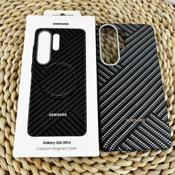 Premium Carbon Fiber Magnetic Case with MagSafe Charging - Shockproof Slim Design - S26 Ultra (Gray)