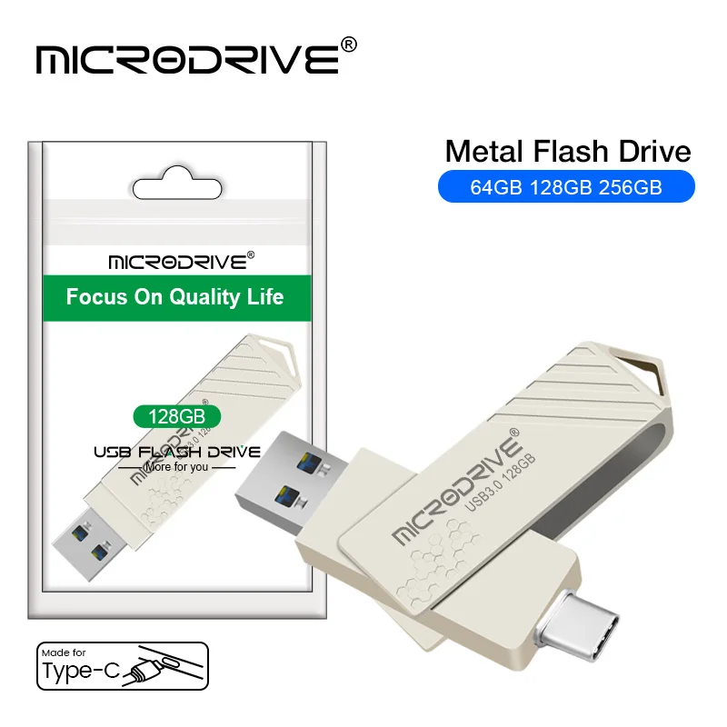 Type-C USB 3.0 2 IN 1 Pen Drive 256GB/128GB/64GB Multi-format Compatible U Disk