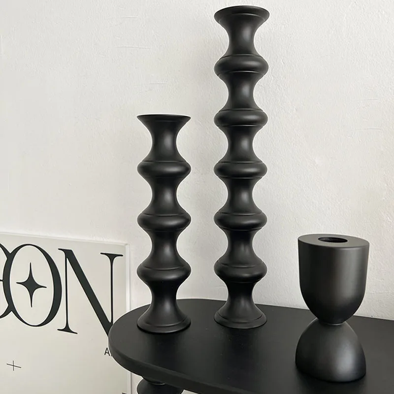 

Wooden Pedestal Candles Holders High Floor Design Geometric Candlestick Festival Modern Chandelier Bougeoir Home Decorations