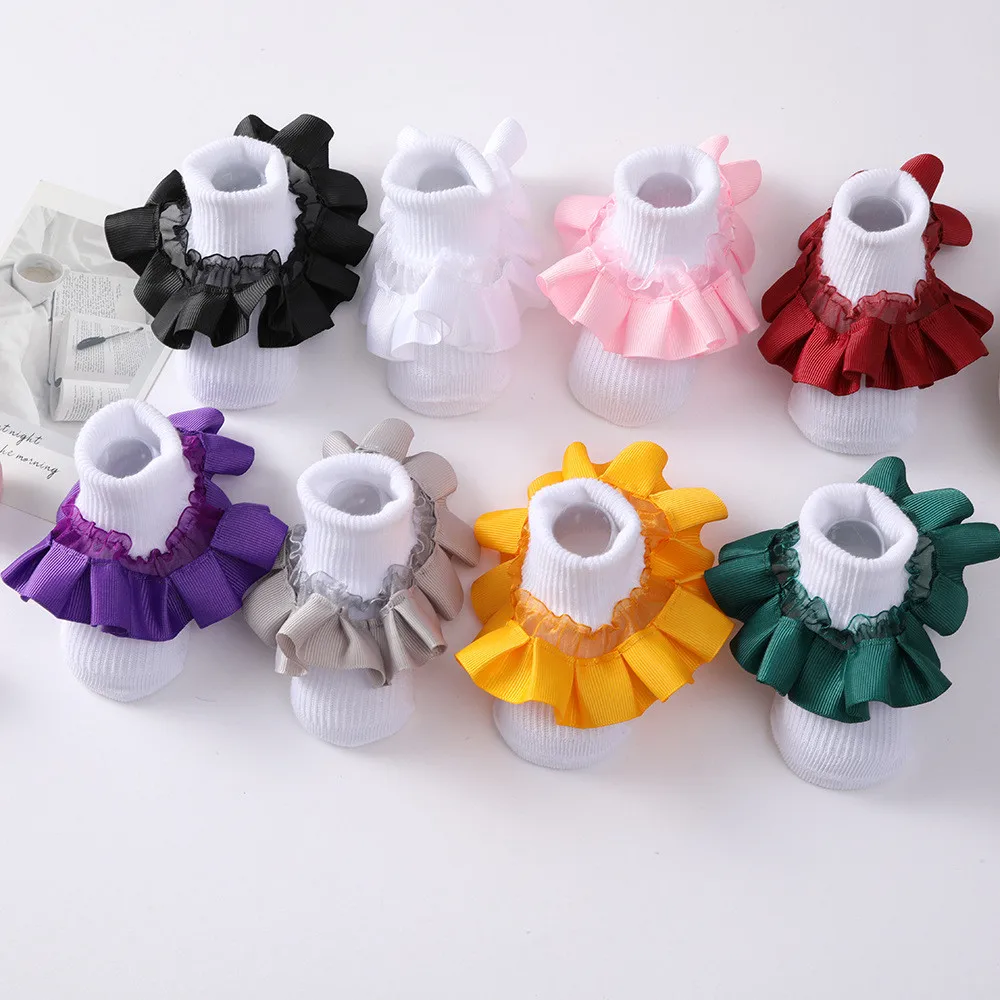 

Носки для девочек, кружевные носки принцессы, платье принцессы с оборками, кружевное платье для детей, малышей, маленьких девочек