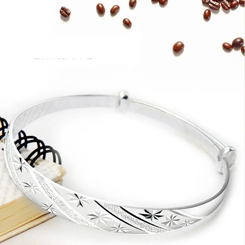 Cuff Bracelet Bangle Meteor Shower Adjustable Charm 925 Sterling Silver For Woman zirconia bangle bangle bracelet