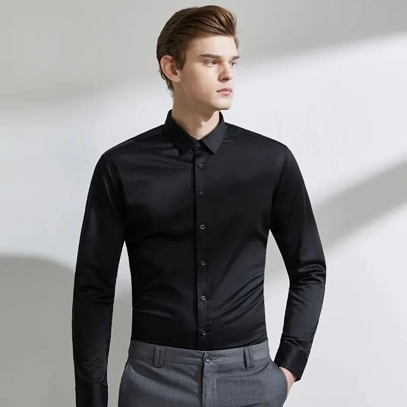 Four-Seasons-Men-s-Plain-Color-Simple-Long-Sleeve-Casual-Suit-Shirt ...