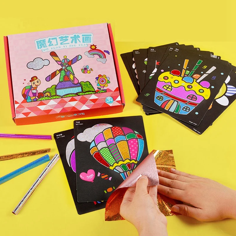 Baby-15 Pcs 어린이 다채로운 재미 DIY 마술 전송 스티커 그림 예술과 공예 어린이 교육을위한