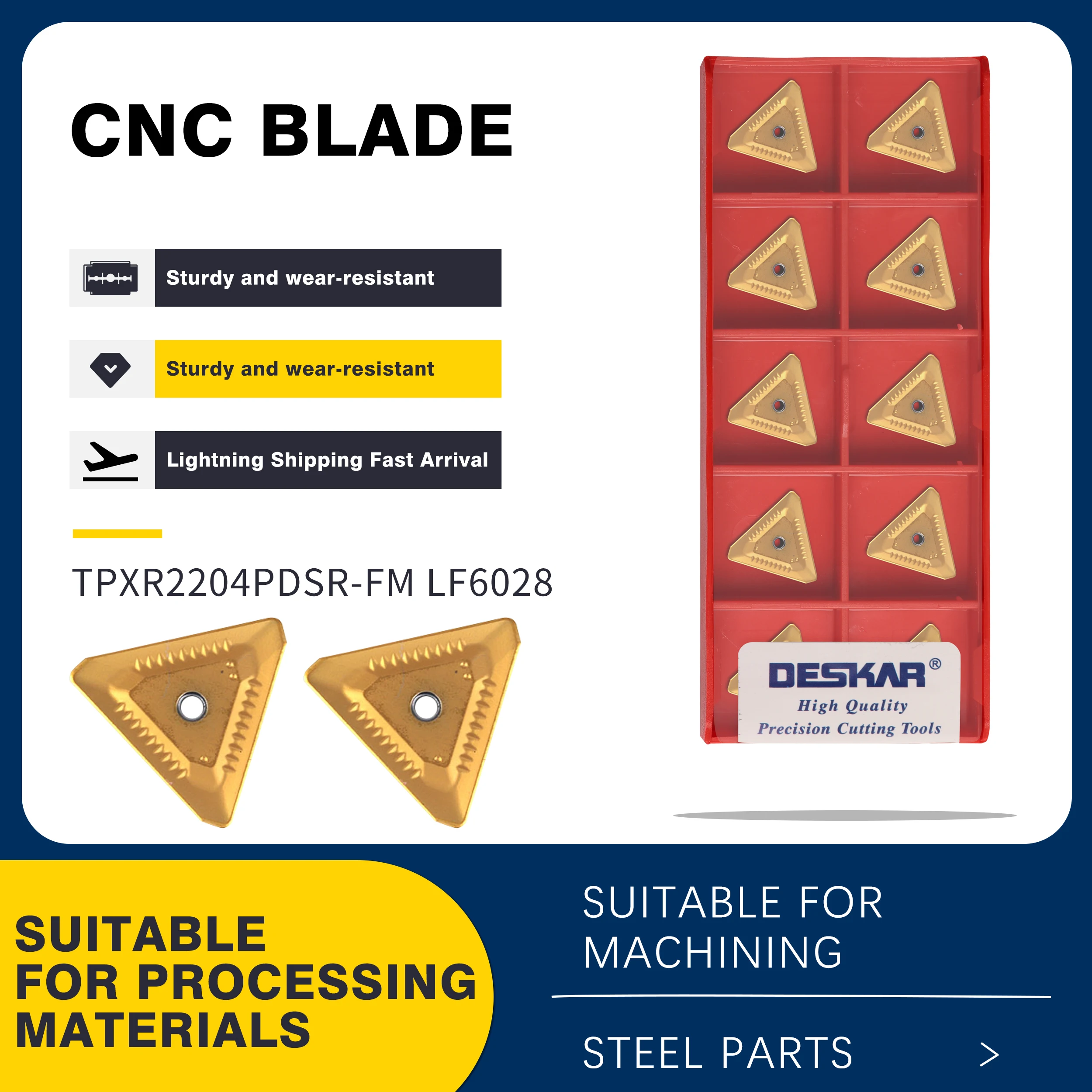 

TPXR2204PDSR FM LF6028 CNC Lathe Turning Tool Wear-resistant Carbide Milling Insert External Turning Tool,For Steel Processing