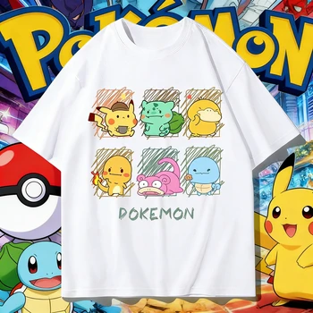 Pokemon T-shirt Estiva con Stampa Starter Pikachu Charmander Squirtle Psyduck Bulbasaur Slowpoke 1