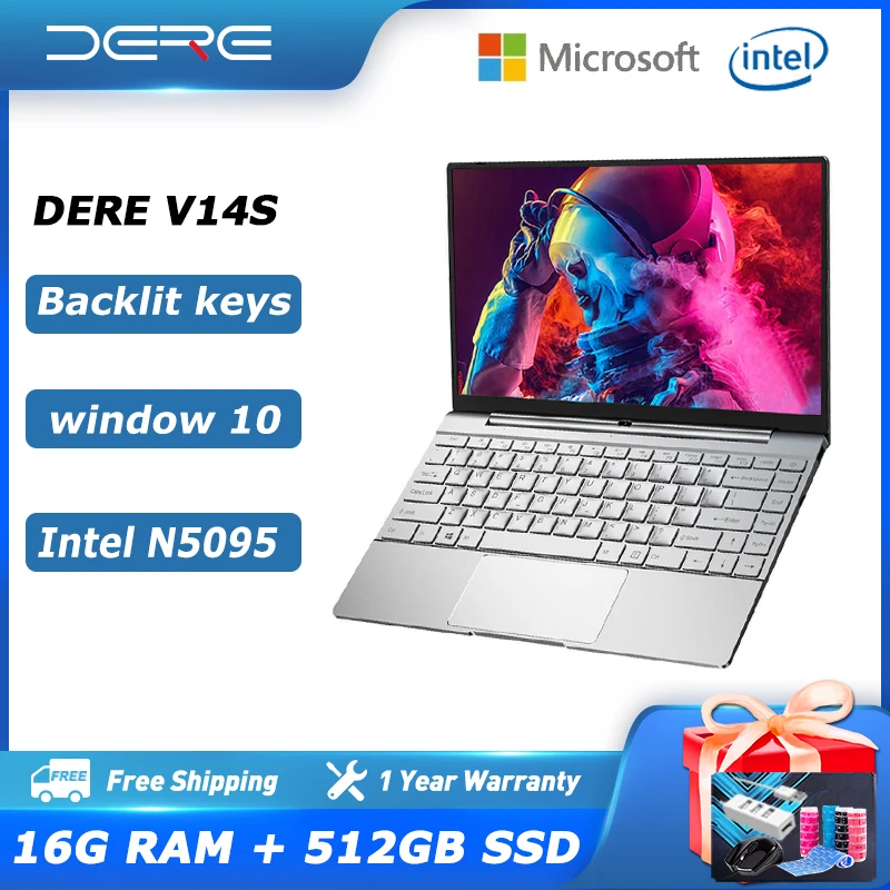 Dere Laptop V14S 14.1 inch Intel Celeron N5095 16GB RAM 512GB SSD Backlit Keyboard Pc Portable Gaming Laptop Window 10 Notebook| | - AliExpress