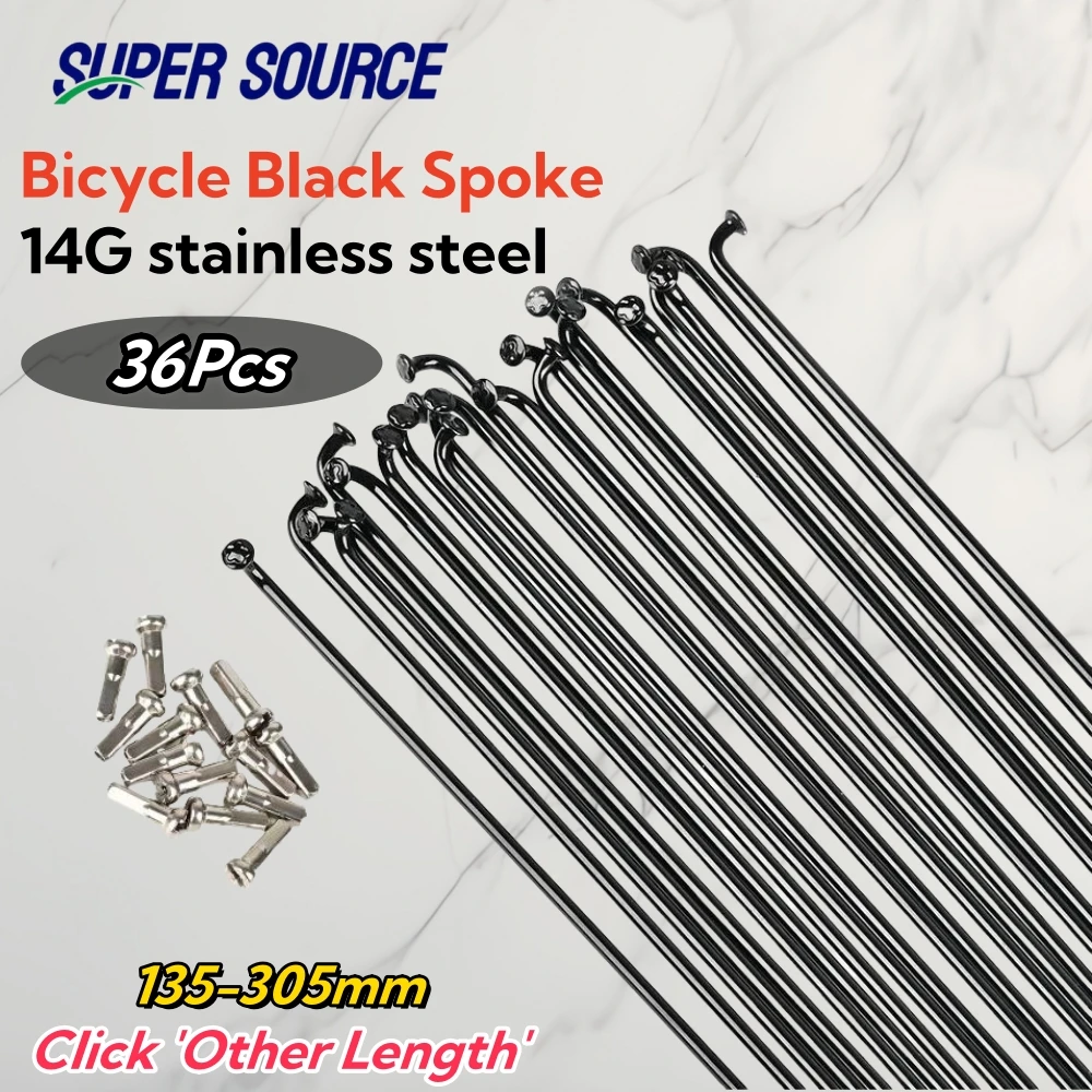 Cycle Spokes 36Pcs High Strength 14G 2mm MTB Road Bike Black Steel Bicycle Spokes with Nipples Bicycle Parts bicycle spokes bike spokes nipples