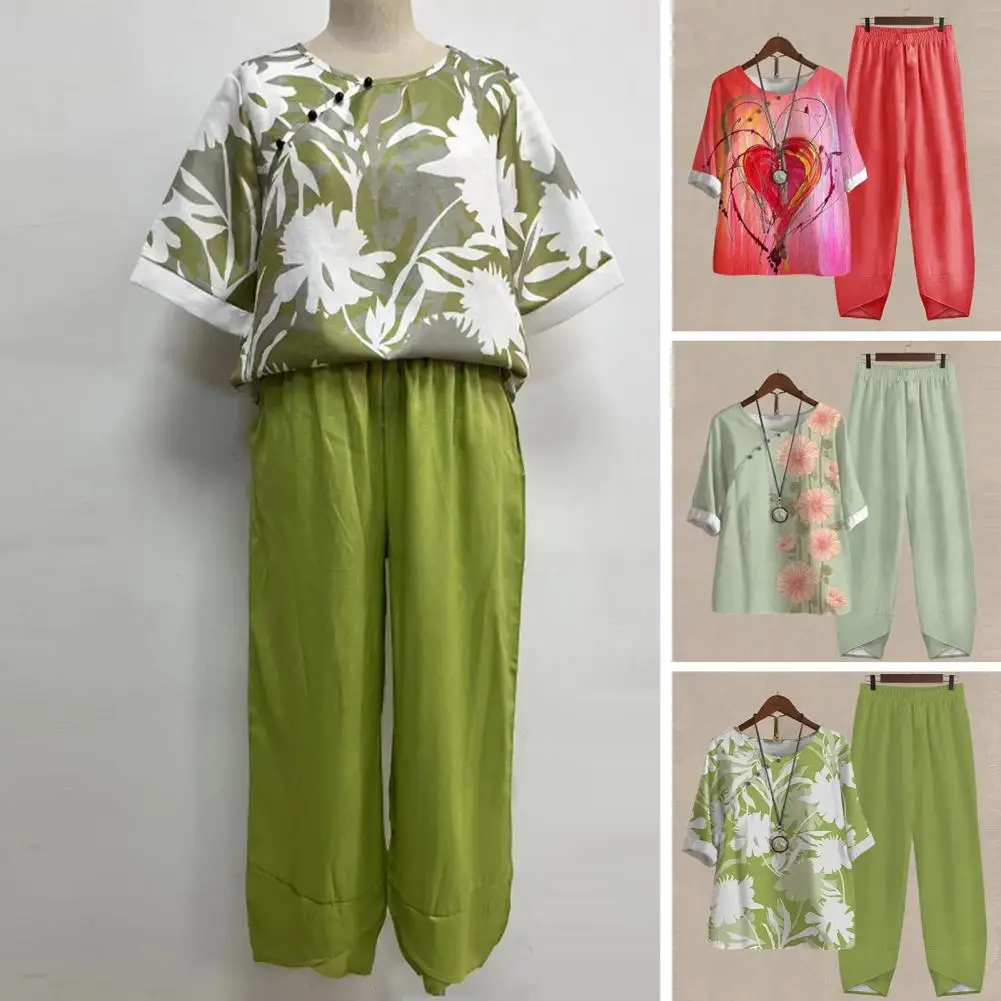 

Women Autumn Linen Lapel Shirt Two Pieces Set Vintage Solid Long Sleeve Button Blouse and Loose Straight Pants Casual Suits