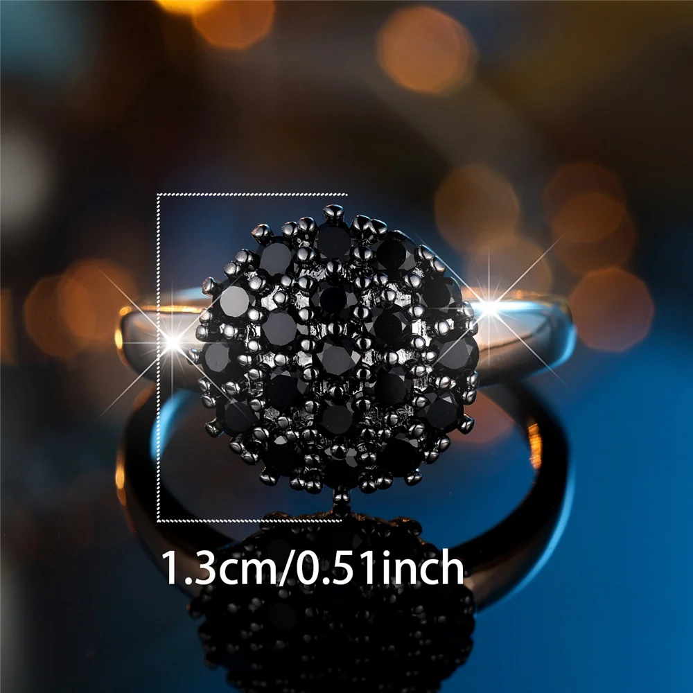 Female Cute White Black Zircon Stone Gold Color Wedding Jewelry Promise Engagement Rings For Women