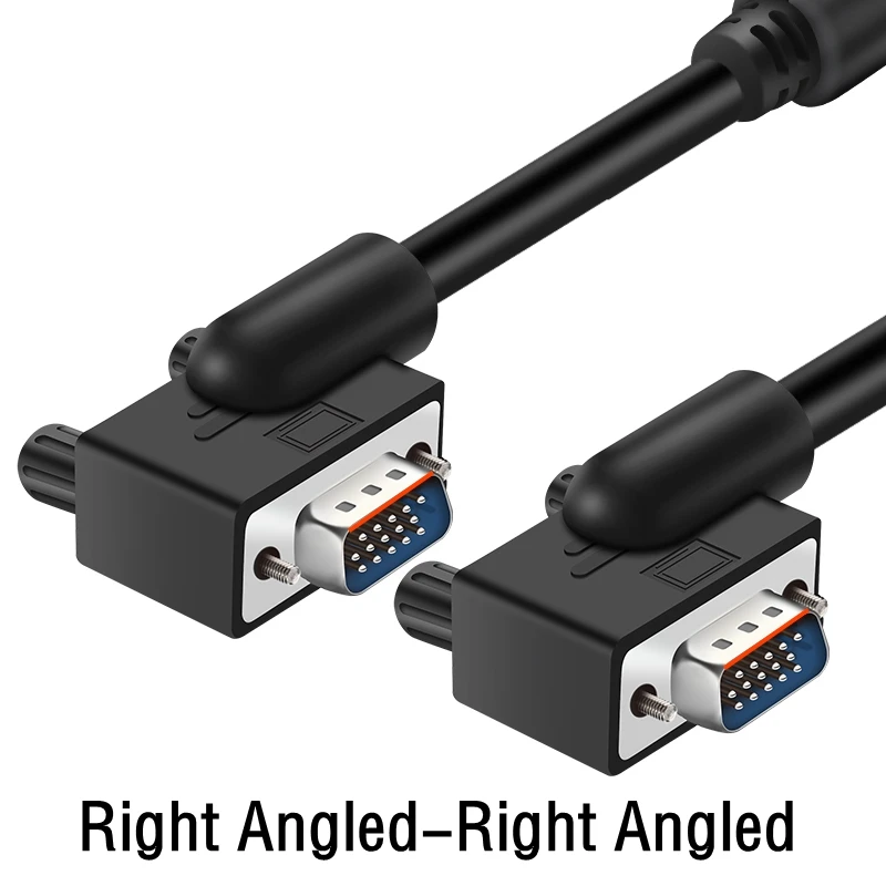 Double 90 Degree Right Left Angle Elbow VGA Male 15pin 1080P Cable 3m For TV Monitor Computer Projector PC Cable VGA Adapter