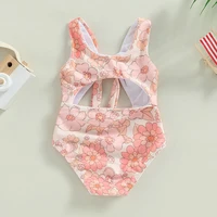 0-3Y Baby Girls Kids Swimwear Sleeveless Shell Print Cut Out Bikini Kids Beachwear Child Bathing Suits Swimsuits Clothes 5