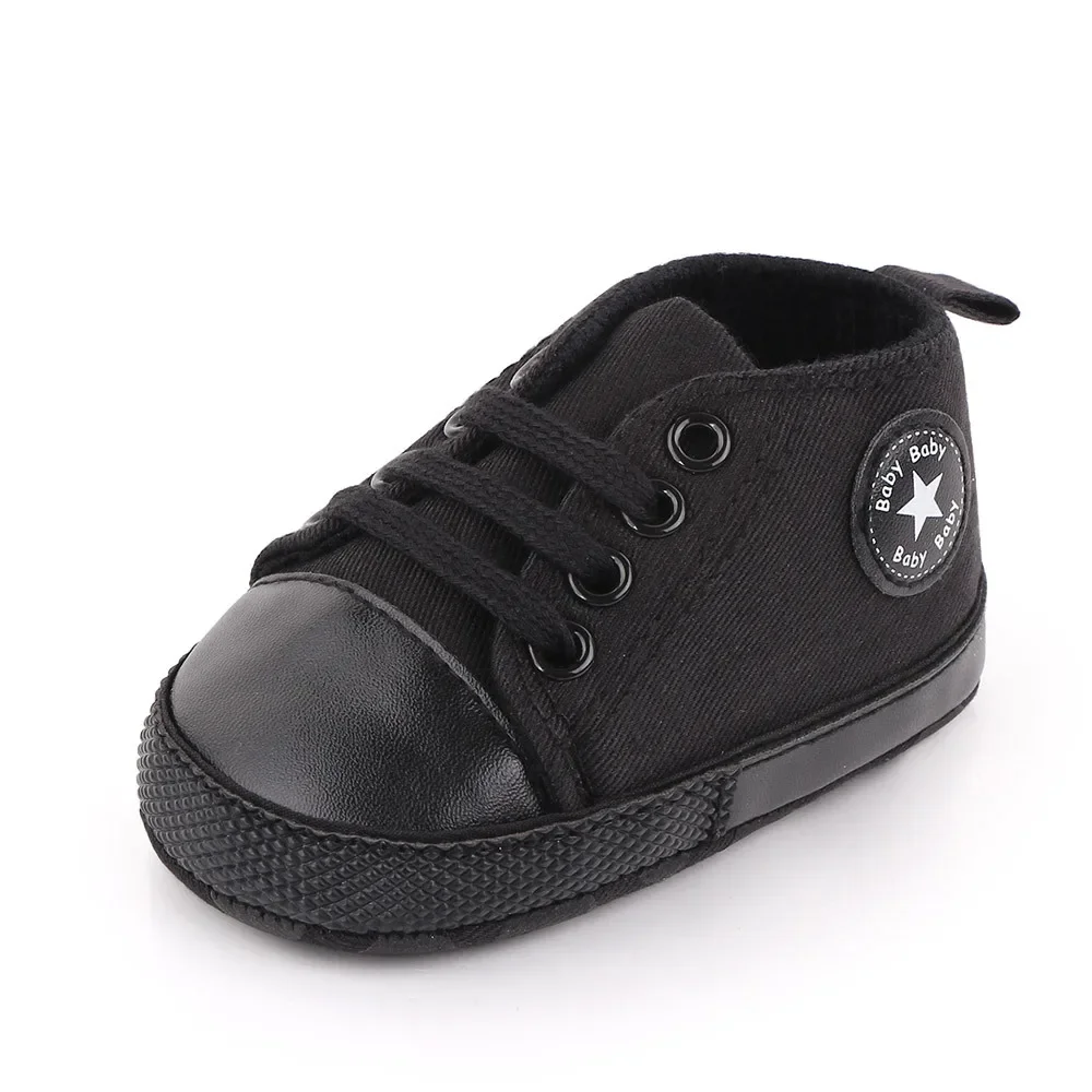 Baby Canvas Classic Sneakers - Star Print First Walkers with Anti-Slip Soles