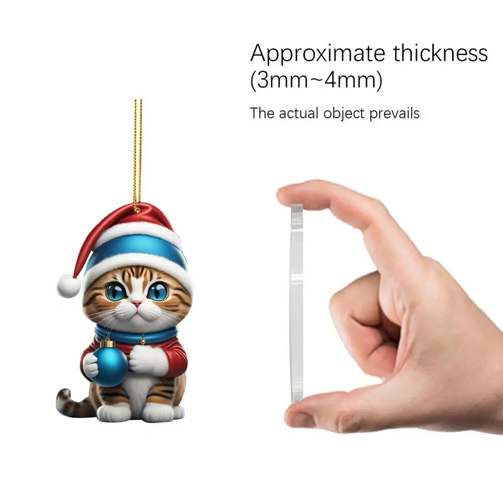 Description Picture 6 of item2D Funny Cat Christmas Tree Ornaments High Quality Flat Cat Hanging Ornament Adorable Festival Decoration For Indoor And Outdoor