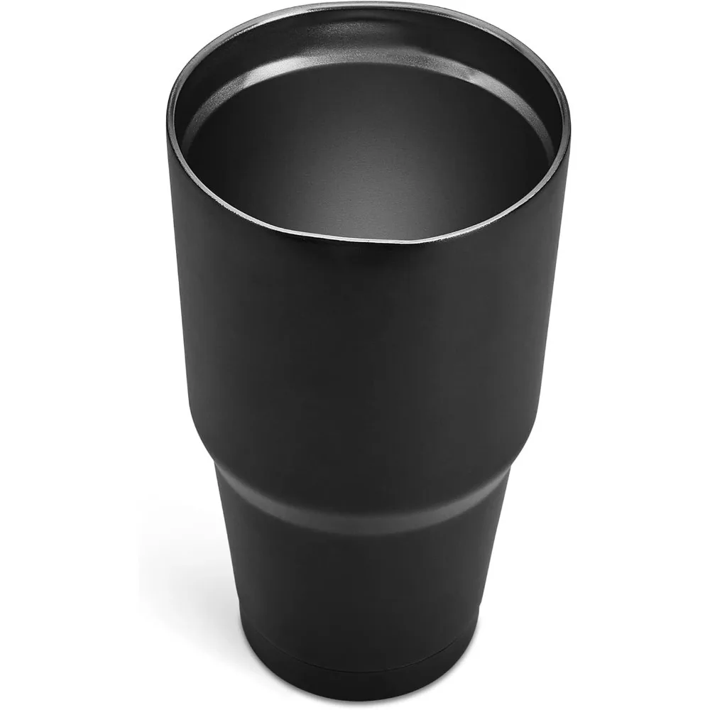 30 ounce insulated cup with lid and straw, stainless steel, leak proof, BPA free, powder coated (black, 25pcs)