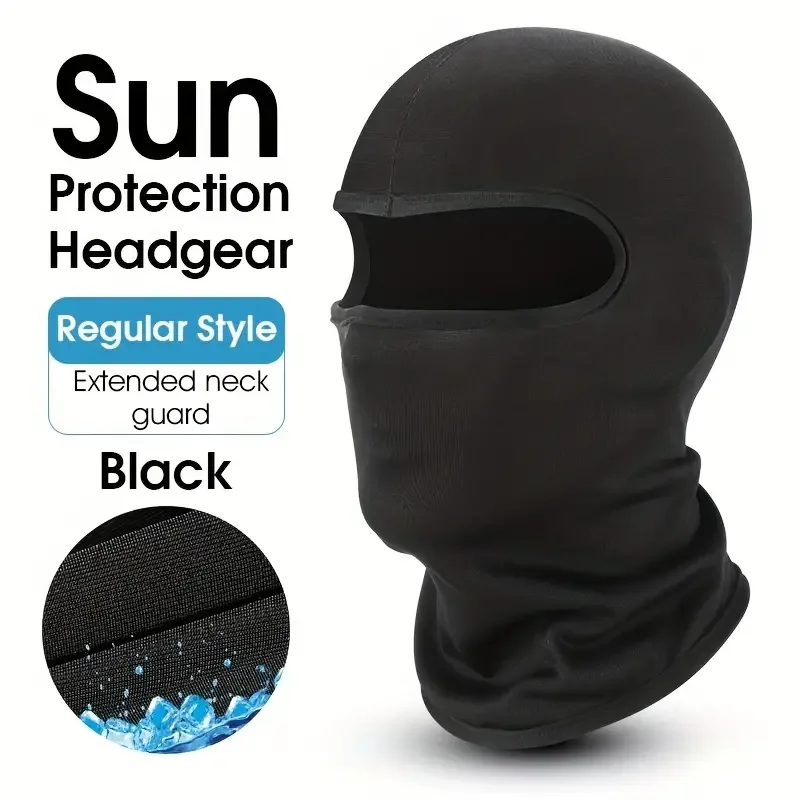 Black Sun Protection Balaclava- Windproof Dustproof Breathable Quick Dry Polyester Face Mask Outdoor Cycling Motorcycle_desvips.com