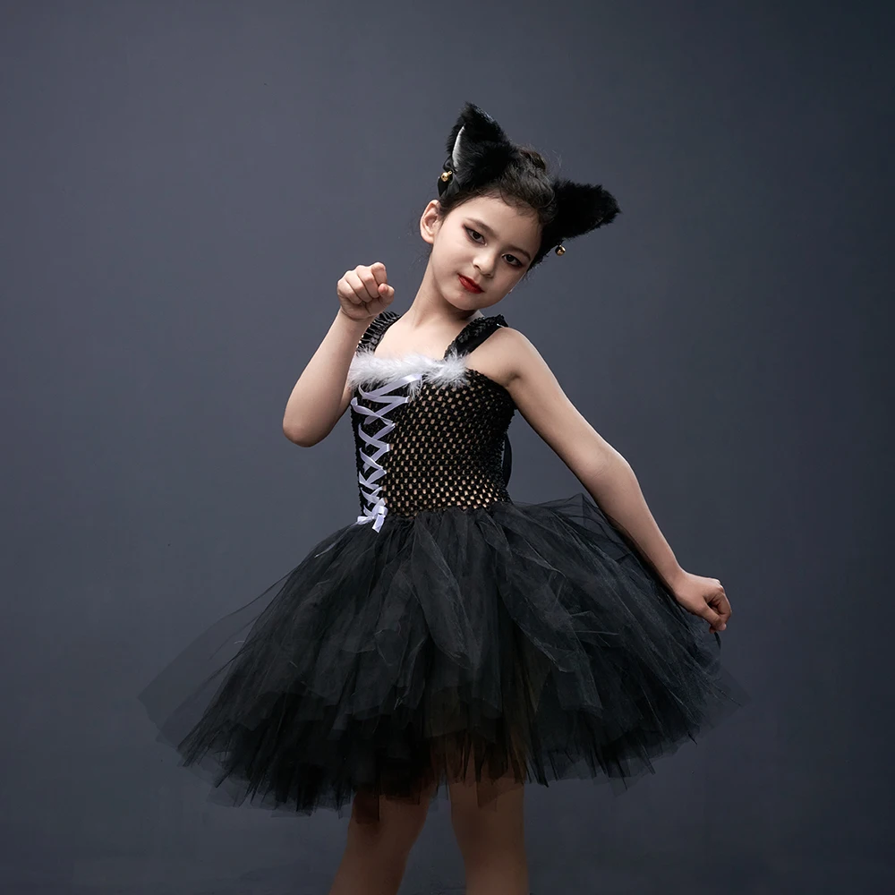 Costume Da Gatto Per Bambini Con Orecchie, Papillon E Coda – Set Travestimento Animale Per Halloween, Festa E Cosplay