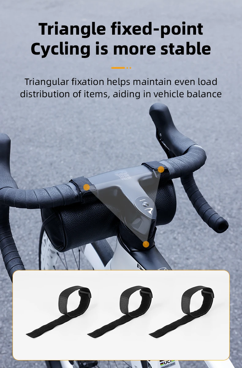 Wasserdichte Fahrrad-Lenkertasche, schwarzer vorderer Schultergurt für Rennrad, Mountainbike, Fahrradreisen und Aufbewahrung – Detail 8