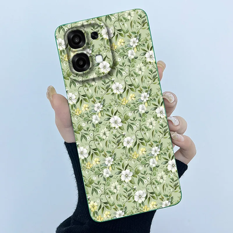 Floral Oil Painting Silicone Shockproof Phone Case - Fashion Simplicity Design