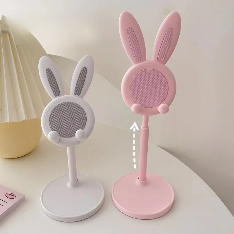귀여운 토끼 모양 휴대폰 거치대는 데스크탑 휴대폰 액세서리, 휴대폰 스탠드, 휴대폰 그립을 들어 올리고 조절할 수 있습니다.
