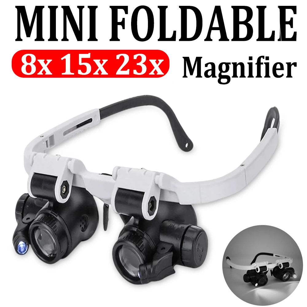 oscilloscopes 2LED Head-Mounted Illuminating Microscope Headband Repair LED Lamp Light Magnifying Glass with 8x 15x 23x Magnifier Loupe metric feeler gauges