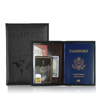 Porta passaporto Portafoglio Cover Elementi essenziali da viaggio Porta carte in pelle Pu Accessori da viaggio internazionali per donna/uomo