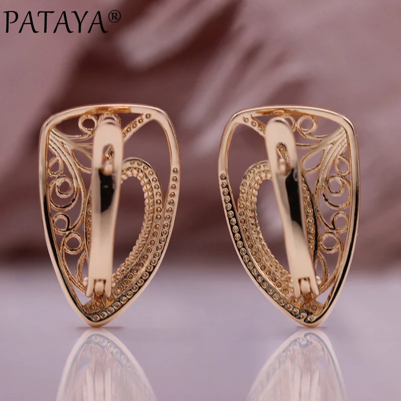 PATAYA New Creative Trend Earrings 585 Rose Gold Color Unique Earrings For Women Geometric Vintage Fine Fashion Jewelry Earrings