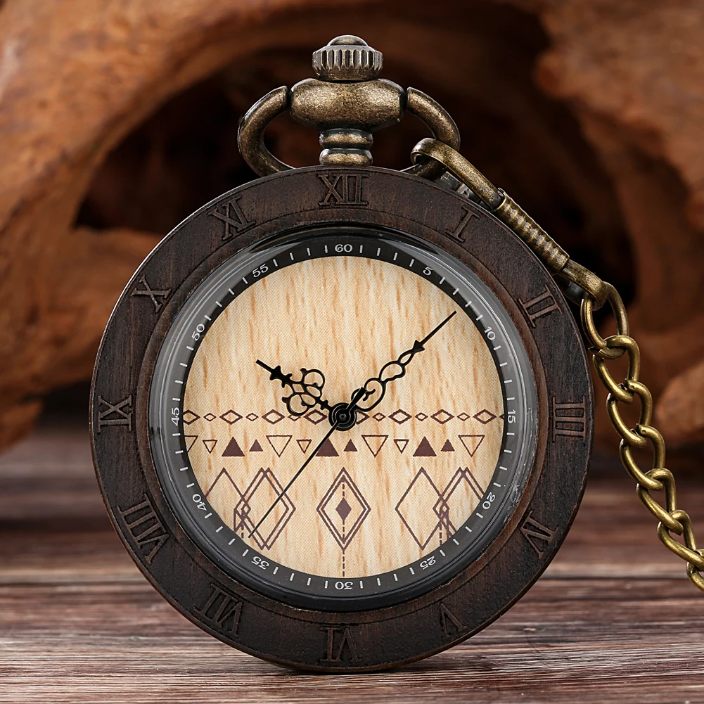 

Retro Stylish Ebony Watch Case Quartz Pocket Watch Bronze Pocket Men Watches Wooden Pendant Pocket Man Clock reloj de bolsillo