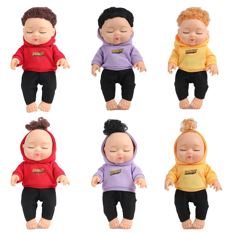 

8 Inches Sleeping Baby Dolls Kawaii Cute Baby Reborn with Fashion Sweatshirt Hoodies Chair Bathtub Accessories Toys for Children