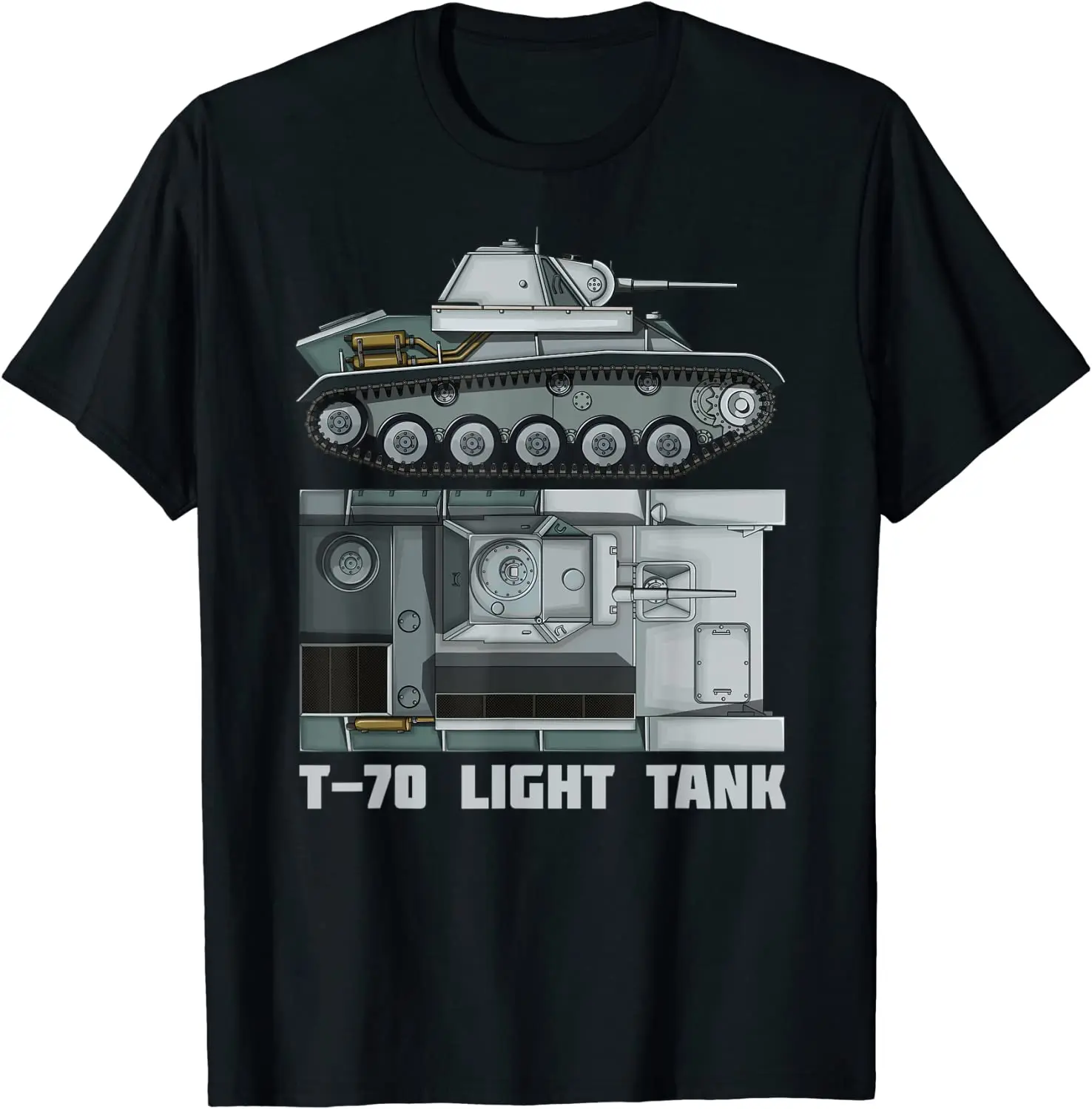 

T-70 Soviet Light Tank Russian WW2 Tanks Diagram Men T-Shirt Short Sleeve Casual 100% Cotton O-Neck Summer TShirt