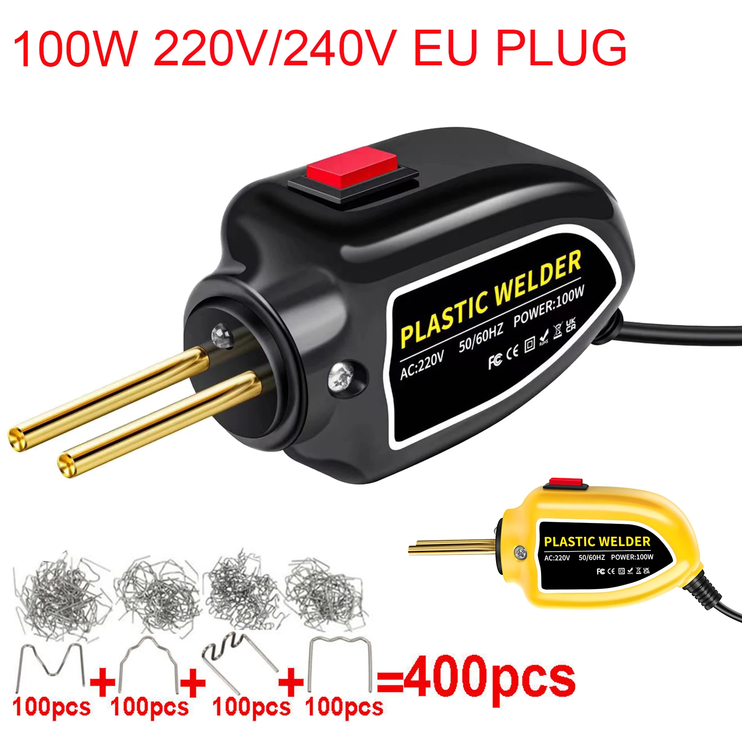 100W Plastic Welding Machine Plastic Welder Gun 400pcs Hot Stapler